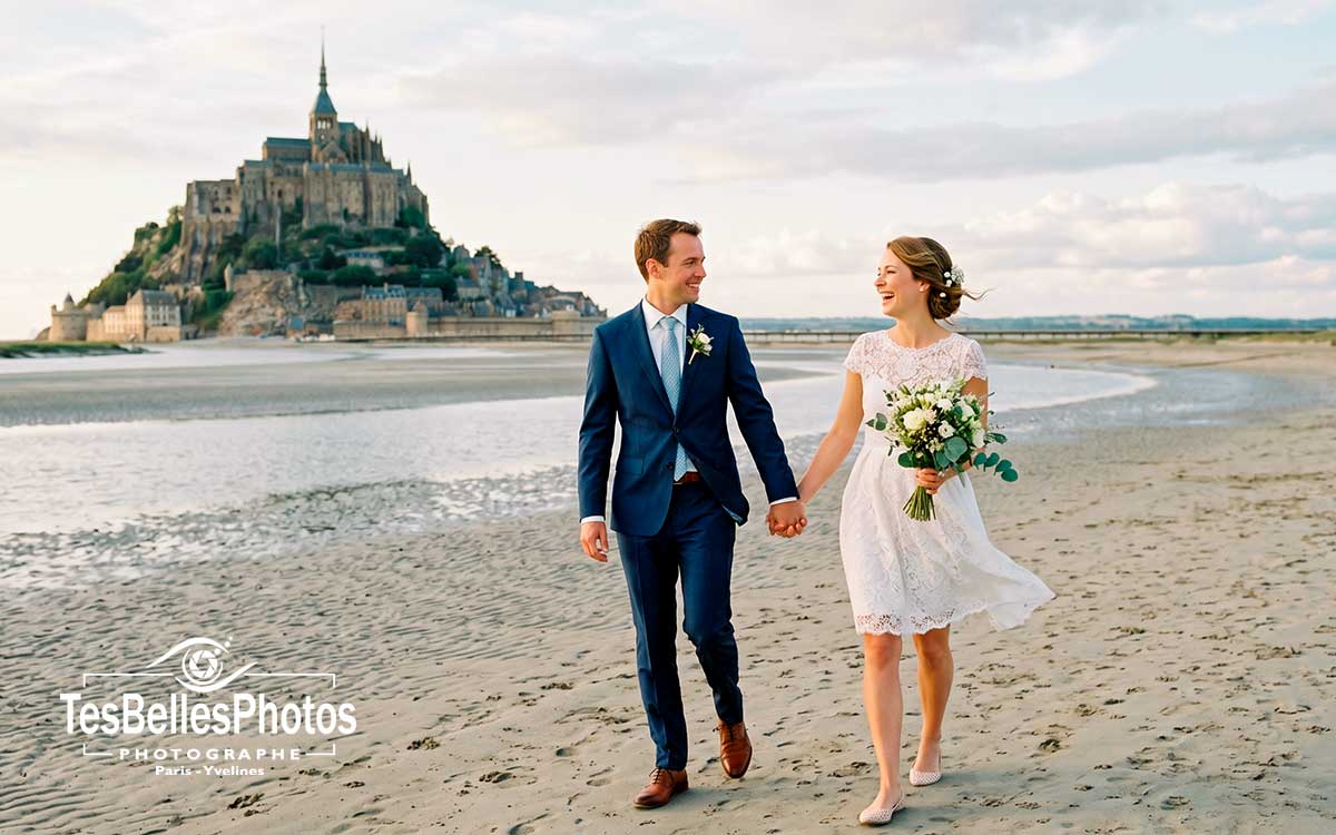 Photographe de mariage au Mont-Saint-Michel – reportage mariage élégant