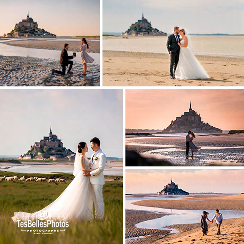 Séances photo de couple naturelle et authentique au Mont-Saint-Michel avec un photographe professionnel
